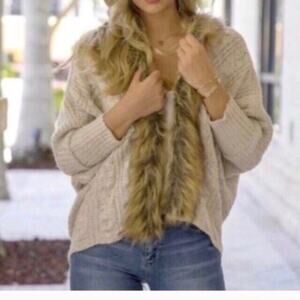 Faux Fur Trim Cardigan Sweater